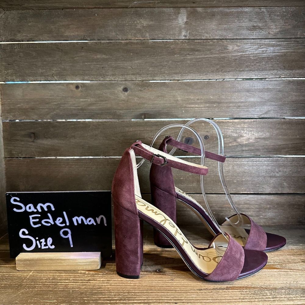 Womens Sam Edelman Yaro Magenta Suede Sandal Heels Size 9 M‎ GUC